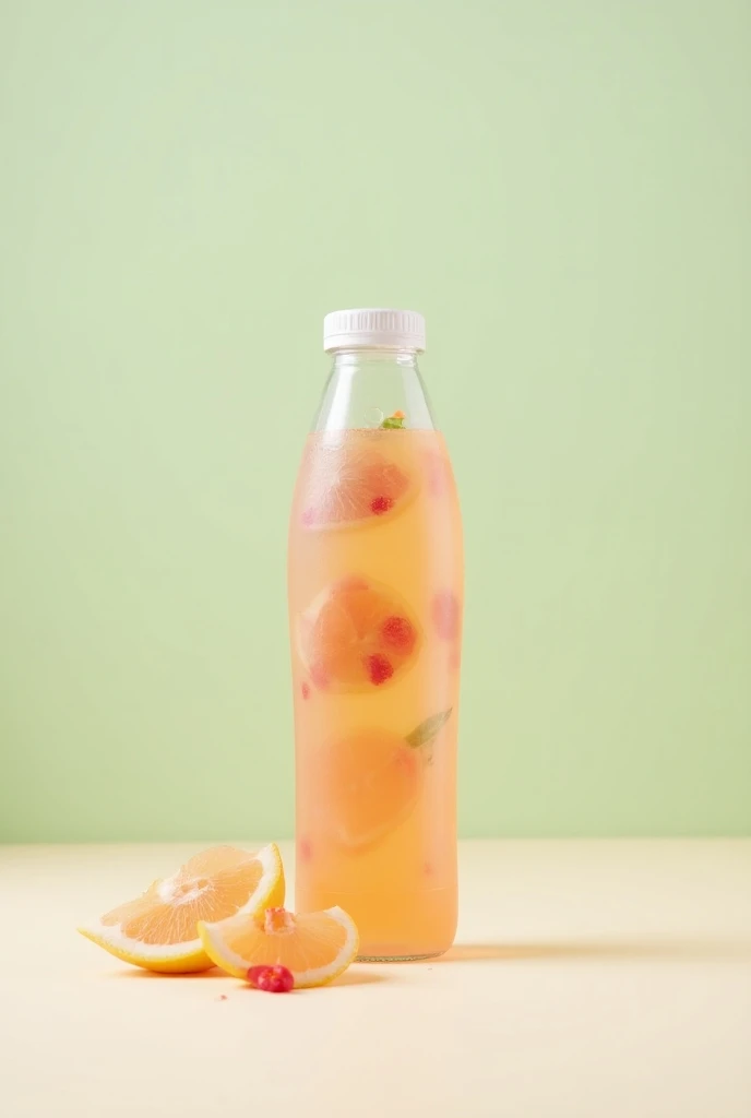 A practical 500 ml bottle, sustainable, And recyclable with orange and papaya flavors, or orange and peach , or mango and papaya