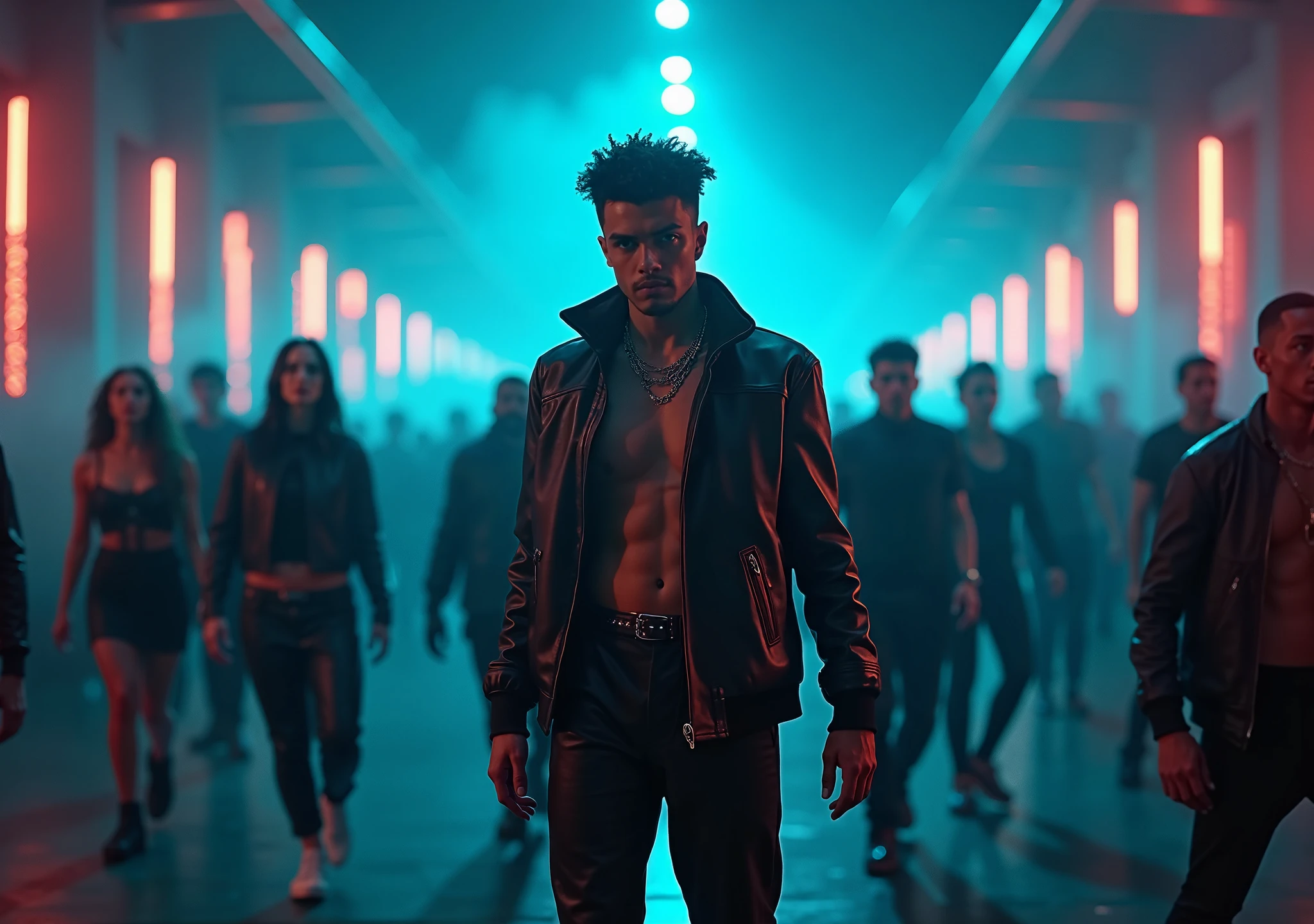 Made model dancer, rave, huge underground warehouse, techno raver ...