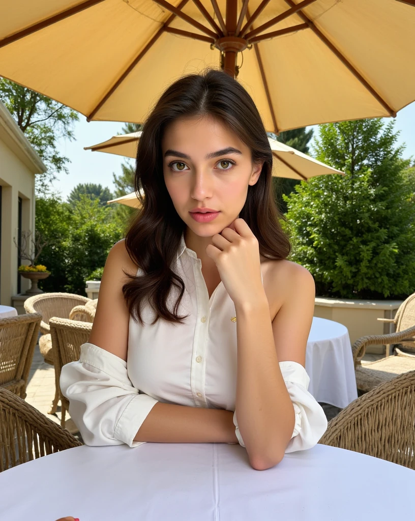 Rosto de uma mulher, americana, 25 anos, pale skin and freckles, olhos cinzas, nariz delicado, soft and delicate lips, cabelo blondie cinza longo e ondulados, sorriso meigo, full hair down to the waist