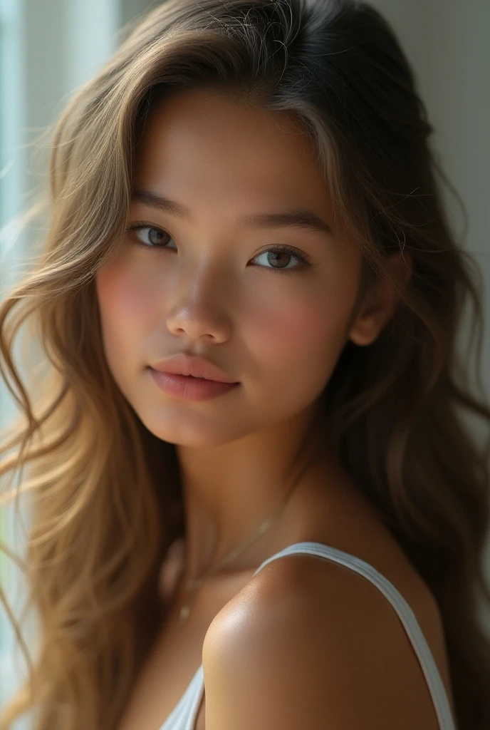 beautiful silky skin,middle smile,peerless beauty,exceptional sexy beauty,beautiful gentle and bright expression,sexy a refreshing look,perfect beautiful cute face is hidden by luster blonde silky hair,hair on beautiful face,very cute beautiful sexy young little woman, very perfect beautiful cute face,beautiful cute big clear eyes