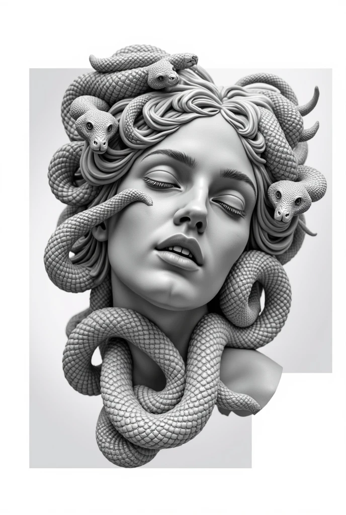 The tall and strong Queen Medusa,Perfect looks,The lower body is super long and gorgeous snake body,Snake tail,Large area scales,It had a waterfall-like strand of fiery red hair scattered on the ground,Extra-large big breasts,There are abs on the thin waist,Unbelievably exaggerated huge buttocks,The huge lower body snake body snaked behind him,full bodyesbian,full body shot shot