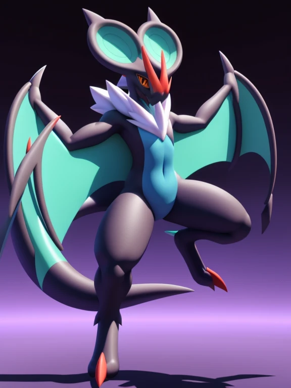 Noivern, solo, dynamic pose, uploaded on e621, 3d:0.4 , (anthro, furry)