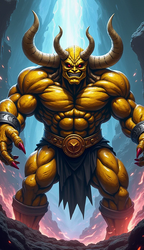 (Dynamic pose:1.2),(Dynamic Camera),alone, Close up of an old and calm goblin character,large muscular body,Giant,Huge twisted horn,There is a red crystal buried in the chest.,(Complex game screenshot background),Shadow
, Raw photo, Full Sharp, (Magnificent wallpapers in Full HD) 8k Uh, Digital single-lens reflex camera, Soft lighting, high quality, Film Grain, Fujifilm XT3