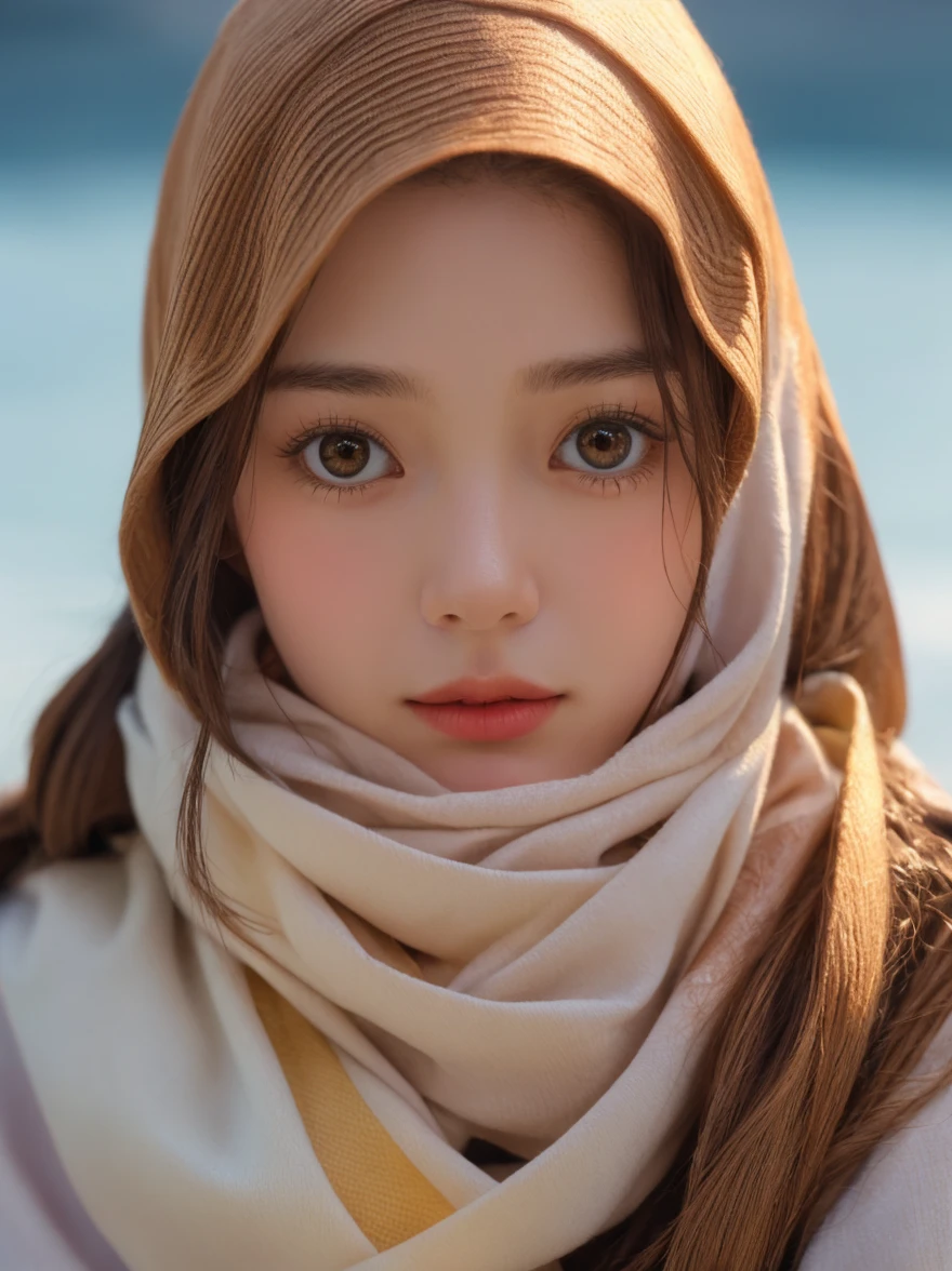 ​masterpiece, top-quality, 8K, absurderes, a beauty girl, (full body shot), kawaii, Street, (fullnude:1.5), wearing black pasmina hijab, hijab, A slender, No makeup, bukkake, Near and far law, depth of fields, A hyper-realistic, hight resolution, a picture, foco nítido, nffsw, face lights, 动态照明, Highest detail, Extreme details、ultra-detailliert、detaile、authentic skin、delicated facial features、Easy Negative
