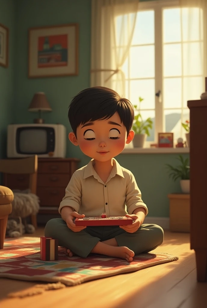 guttonerdvision4, a 3-year-old boy wearing glasses, wearing pajamas, with well-detailed skin and face, sitting in his house drinking coffee and reading the newspaper quietly. The scene takes place in an avoncosy room with soft lighting, abajour illuminating the scene. Pastel colors and a touch of noir make the scene retro. Hyper detailed environment, super realistic and brings a touch of designer alex ross