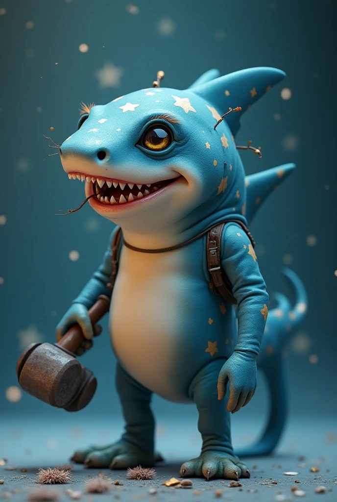 Masterpiece of cute creatures, very detailed, ninja fish, (fishman), holding a sword, close-up, 8k, full body, Unreal Engine, fantasy creatures, --v 6