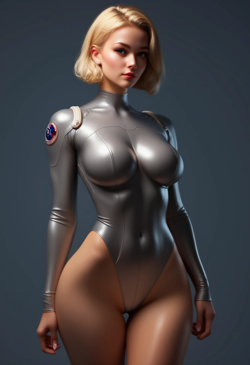 score_9, score_8_up, score_7_up, score_6_up, 1girl,busty 18 years, skin tight space suit, futuristic, thin waist, thigh gap, big tits, wide hips, petite blonde, space ship, bubble butt,