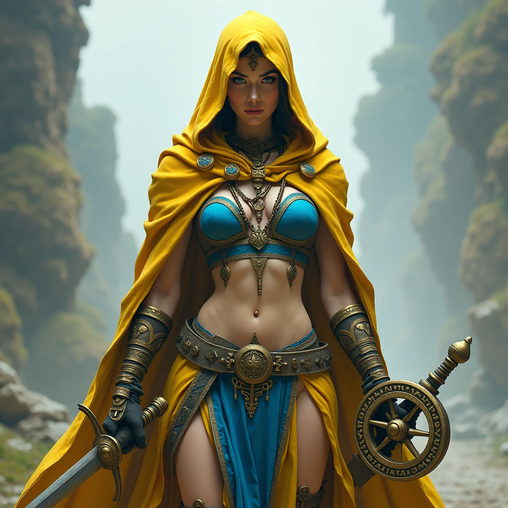 steampunk style, best quality,ultra-detailed,busty Malaysian woman:1.1,energetic,athletic,hijab,huge breasts,small field scientists outfit,investigates a forgotten gateway of time and space, ruins of Atlantis, adventur, danger, seductionportrait,sharp focus,vivid colors,warm color tone,lens flare,studio lighting