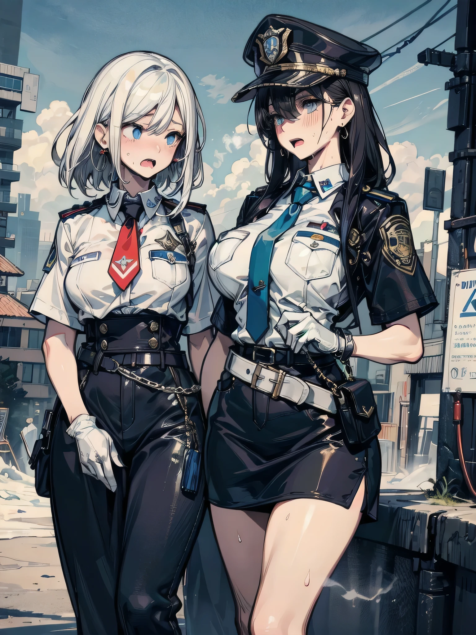 ((policewoman)),nsfw, 1girl,(masterpiece),(best quality),(ultra-detailed),illustration,(beautiful detailed),finely detailed, (beautiful detailed eyes),(Huge breasts, wide hips),pencil skirt, upskirt, puffy pussy,puffy nipples,dripping pussy, wet face, choker,((cum dripping in pussy)),((cum in face)), ((face full of cum)), (cum in breast), ((cum all over the body)), open breast, (((open vagina))), ((cum dripping in pussy)),((bukkake)),(smile)

