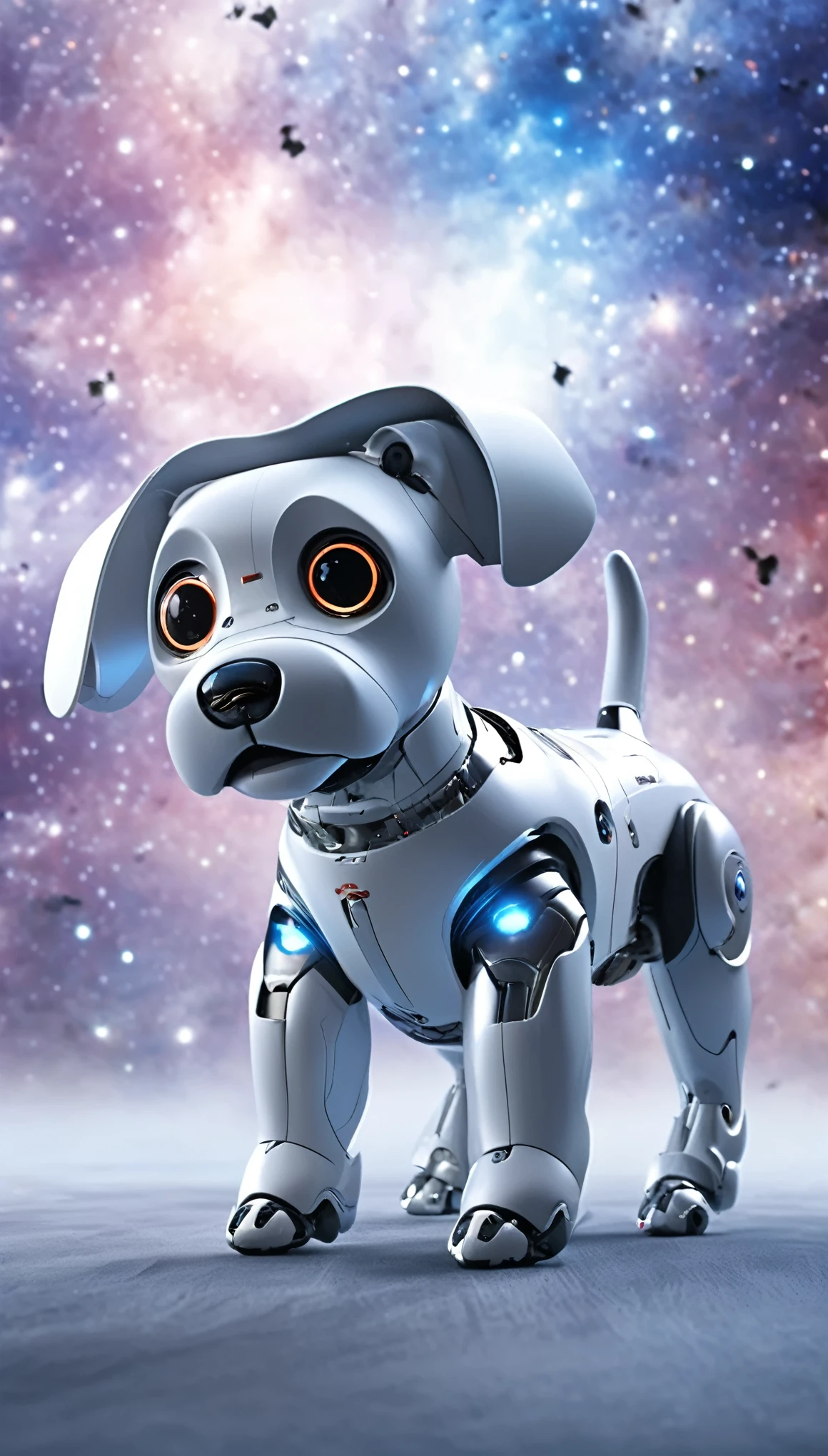 Highest quality, Realistic, photoRealistic, Award-winning photography, universe space, Combat Model, robotic dogs: AIBO, The highly evolved AIBO, fly in the sky, jet engine, missile, Laser beam