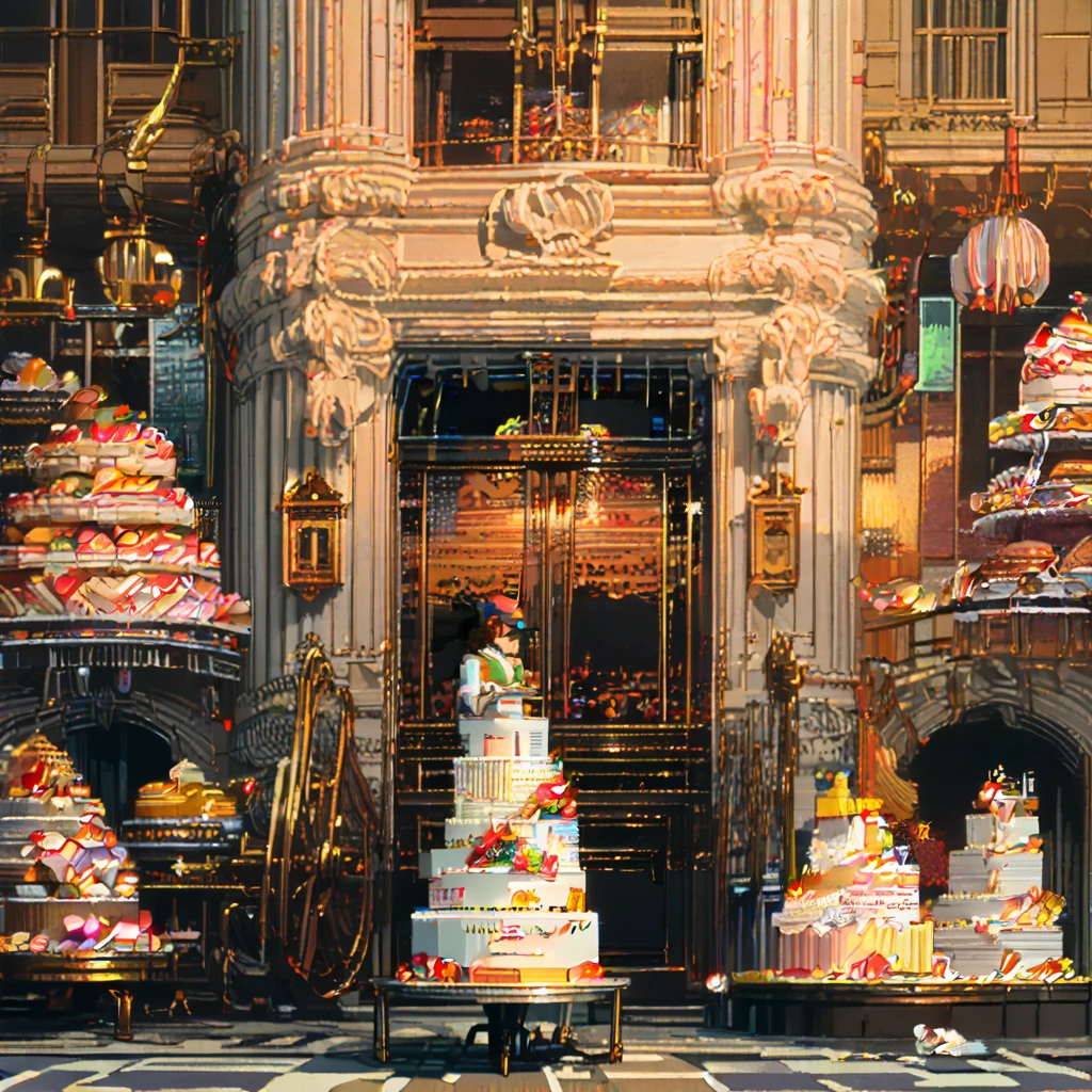 (( The best quality)), ((masterpiece)), Abundant cakes and sweets, pixel art