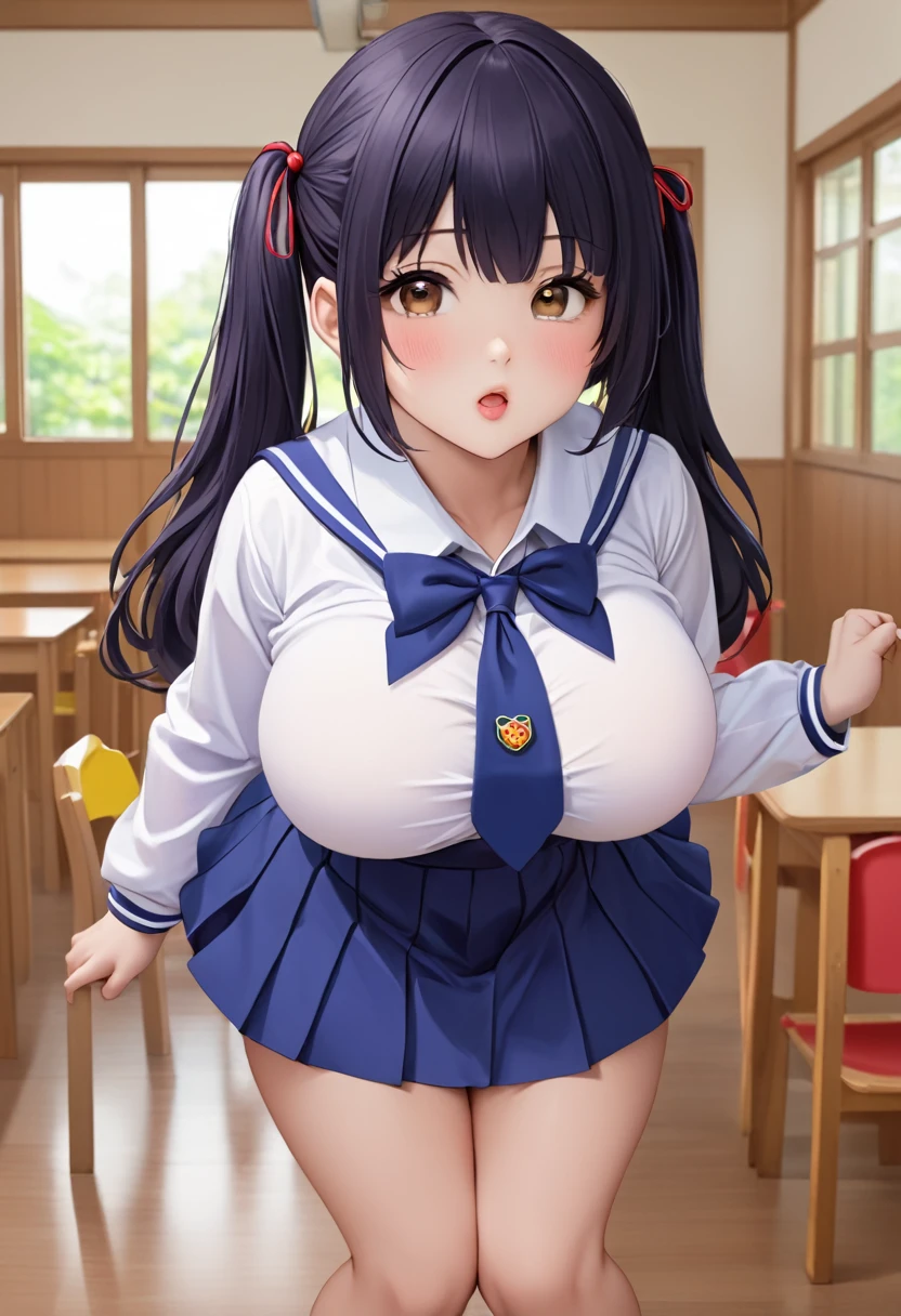 masterpiece,  High Quality, ( showing off her , Super big breasts), (Kindergartener cosplay, Uniforms for kindergarten ren),  full body shot,  showing off her pussy with her crotch open,  cute girl