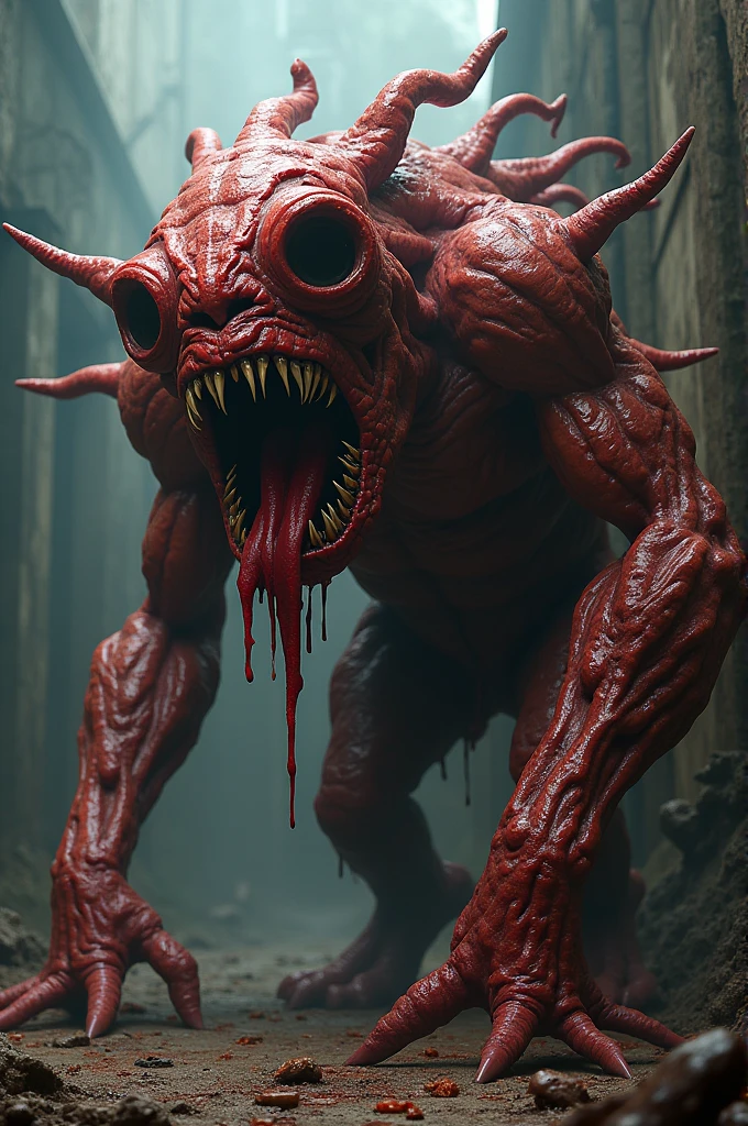 Dark Fantasy Art of <lora:Symbiote:1> Cinematic Film stock footage in (arri alexa style) Kodak film print,
a red demon carnage with a huge mouth and a huge mouth symbiote style, dark, moody, dark fantasy style