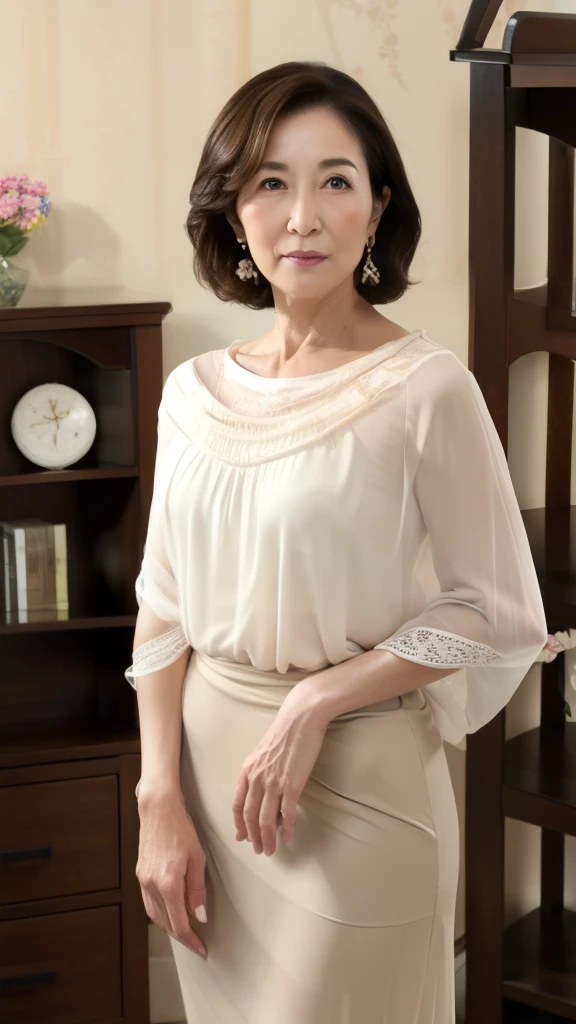 election poster, Late Elderly, Perfect composition, ((Fractal Art)), (((masterpiece))), 8k, Clear images, (((alone))), (((Asian Beauty))), Pure white background, Natural Hair Color, Hands behind back, Refreshing early summer outfit, Alluring, ((Elderly)), Depict lips accurately,Red lips, Flashy makeup, (((alone))), (((Perfect Anatomy))), Depicting ears correctly, Pure white background, gravure, Upright posture, smile, ((Beautiful mature woman)), highest quality, Very detailed, Realistic, Very detailed細なスキン, (Madame), (The corners of the mouth are turned up), 120 years old, Huge breasts, Mature Politician, Glamour, sexy, Pure white skin, Natural hairstyle, Comfortable clothing,