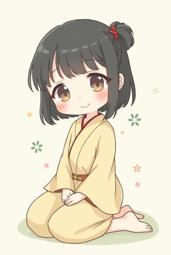 Create a drawing of a little Japanese girl in a simple and cute style
