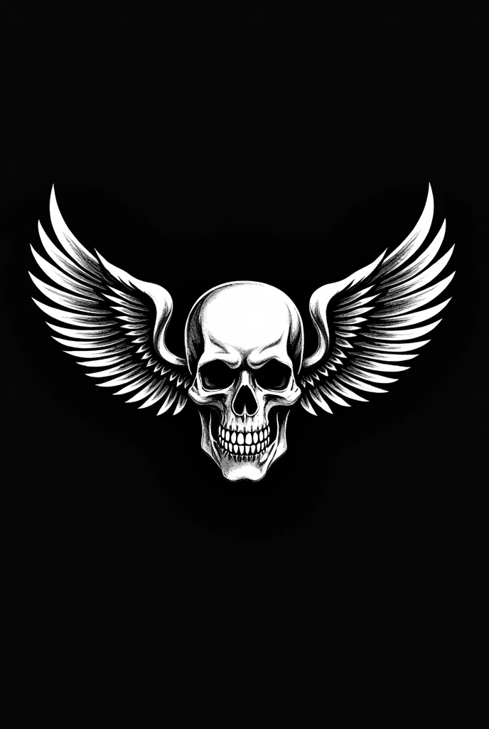 Logo de moto club - harley-davidson - motor ‐ caveira com asas- old school