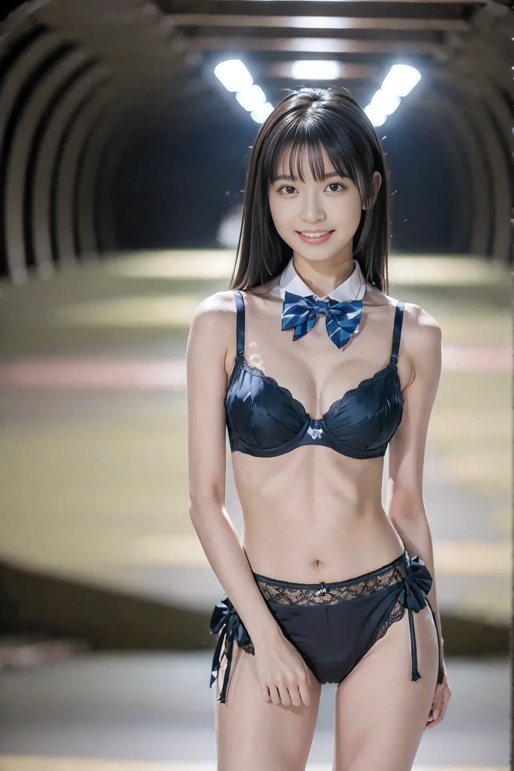(4k, high quality, high quality, masterpiece), (brightness adjustment), (realistic), ((standing in an underground fortress)),
A beautiful girl trapped by me, brainwashed to follow me and be my pawn,
((standing in front of me, looking at me)),
One beautiful girl, Asian beauty, Japanese woman,
((black hair, slender figure, petite)),
((bow tie, bra, pleated miniskirt))
