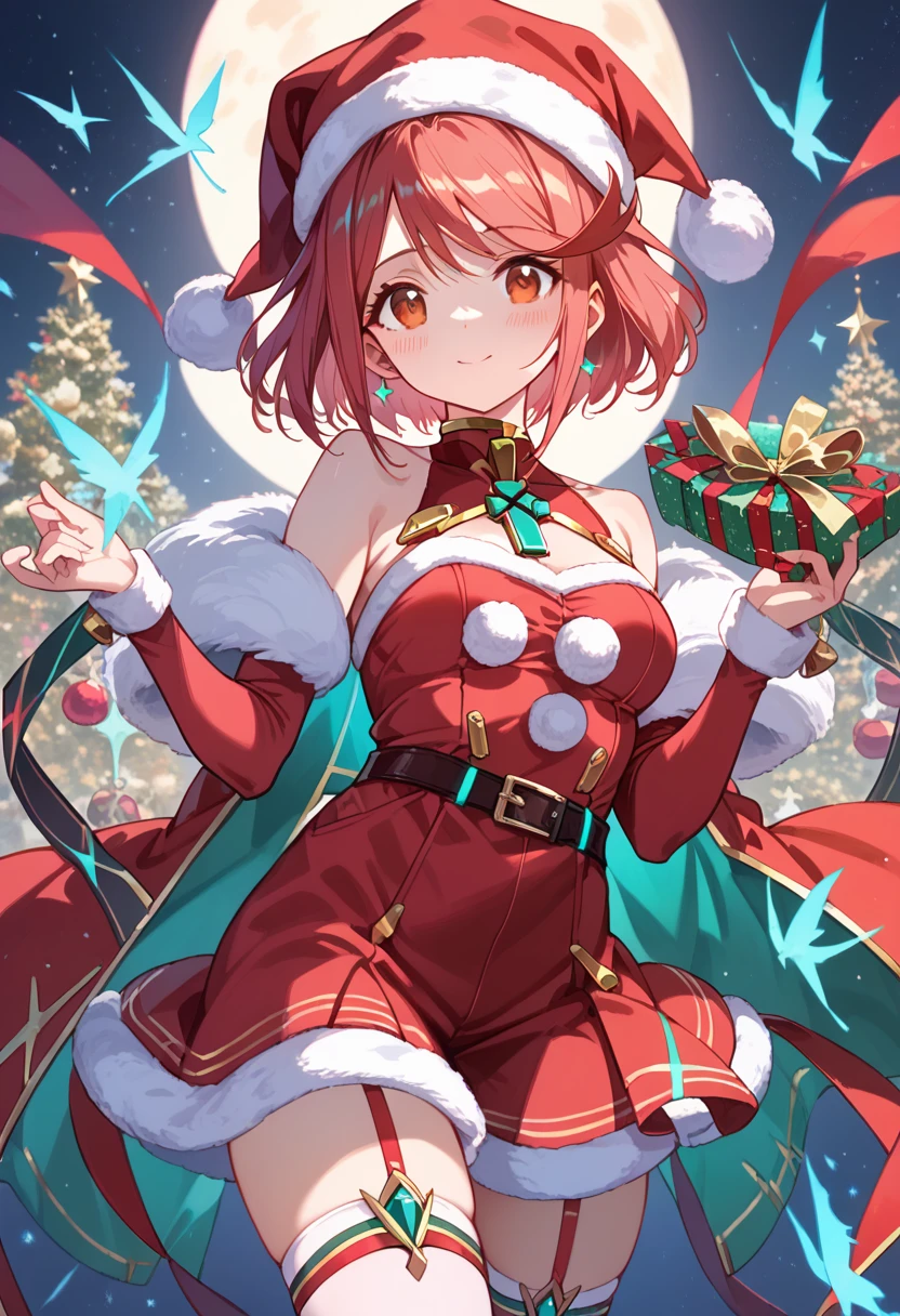 (highest quality:1.2, Very detailed, up to date, Vibrant, Ultra-high resolution, High Contrast, masterpiece:1.2, highest quality, Best aesthetics), (((1 girl))), pyra \ xenoblade chronicles 2\), santa costume