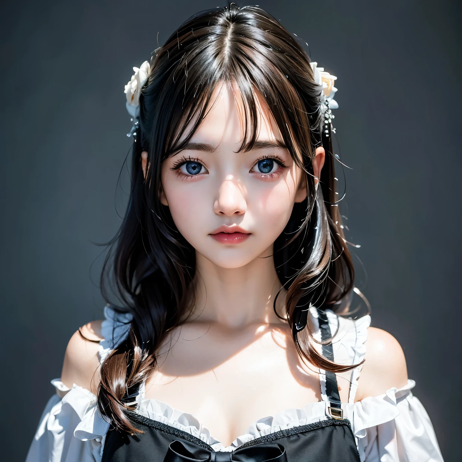 (perfect ???????:1.2)(absurdres, highres, ultra detailed),masterpiece,best quality,high resolution,8k,Realistic face,Realistic skin texture,magnified textures, stunning clarity,(ultra detailed eyes and face),(1 girl:1.5),19 years old,(Gothic Lolita:1.2),big breasts,japanese girl