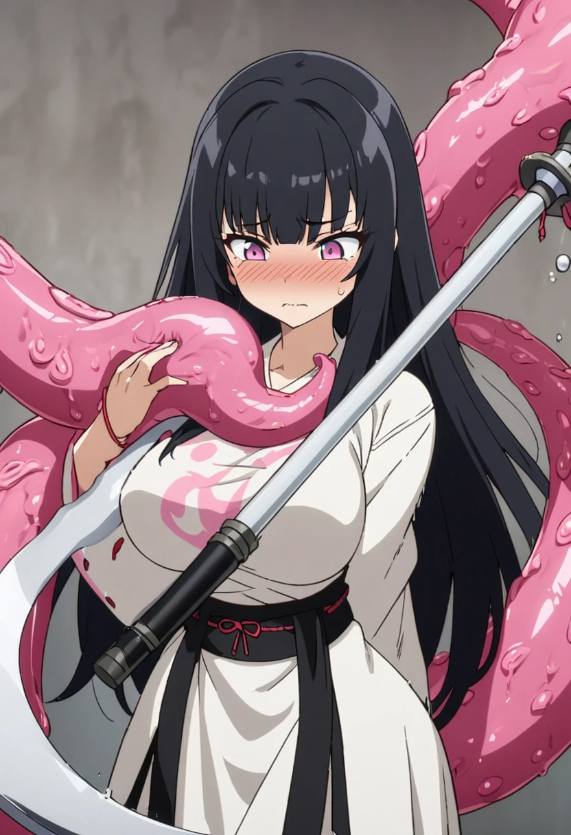 (High quality, Ultra detailed, best quality, insanely detailed, beautiful, masterpiece),Facial Realism,(((Super lewd face)))Vacuum fellatio,blush,Eyeballs on top,Nose hook,(((Super accurate mouth))),Thick lips,Swollen lips,Kissing Face,(Kunoichi Enrai),1boy,1Big Penis,Hold to the root,(Brainwashed Eyes:1.2)