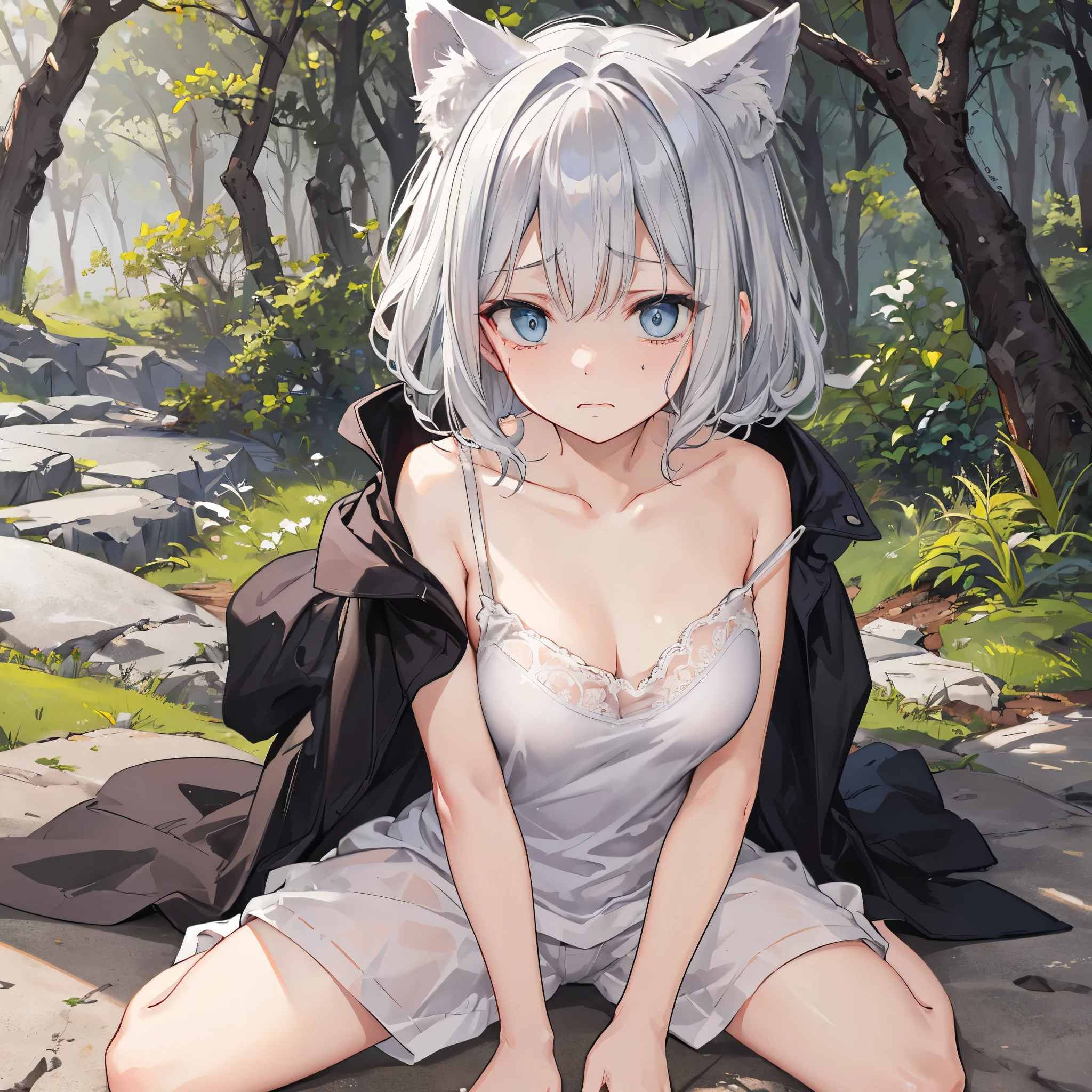 Anime girl lying on grass with legs crossed, White Cat Girl, cute anime catgirl, beautiful anime catgirl, Very Beautiful Anime Cat Girl, Seductive Anime Girl, white - haired fox, attractive cat girl, anime catgirl, white ( Cat ) girl, Anime girl with cat ears, neferpitou, guweiz on pixiv artstation