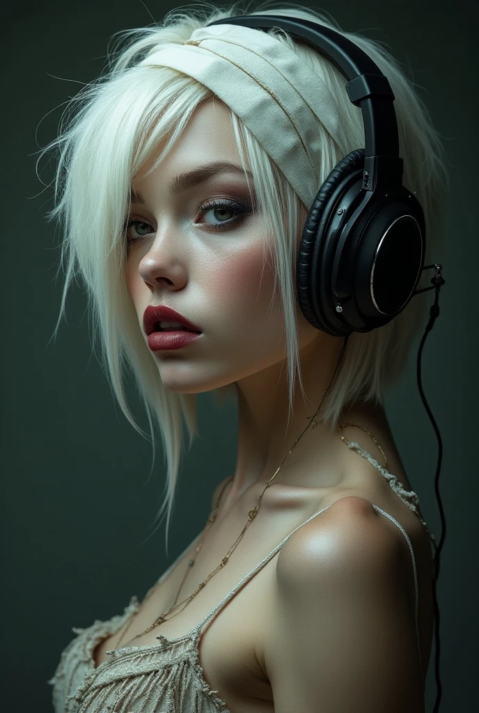 beautiful woman (0F4v3ry0f:.99), beautiful hair, ((portrait)), (closeup:1.2), ((from the waist up)), (( A modern, minimalist recording studio, featuring sleek microphones and a soundproof booth :1.2)) , natural skin texture, (( Tuxedo-inspired dress :1.2)), 24mm, 4k textures, soft cinematic light, adobe lightroom, photolab, hdr, intricate, elegant, highly detailed, sharp focus, ((((cinematic look)))), soothing tones, insane details, intricate details, hyperdetailed, low contrast, soft cinematic light, exposure blend, hdr, faded, now, ("I've got a bad feeling about this.":1.1)
