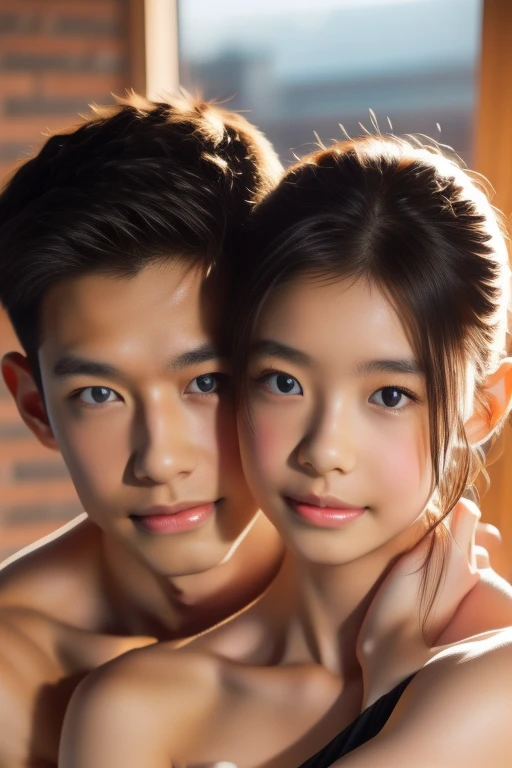 ((top-quality、8k、​masterpiece:1.3))、dramatic  lighting、(Pretty boy & girl:1,1)、huge tit:1.3、(Firm abs:1.1)、greedy、dark brown hair、(Bikiny:1.1)、hyperdetailed face、detailed lips、A detailed eye、double eyelid、Hot couple、((boy and girl))、Couple Pose,((naked)),full body,in the bedroom,having sex.nude