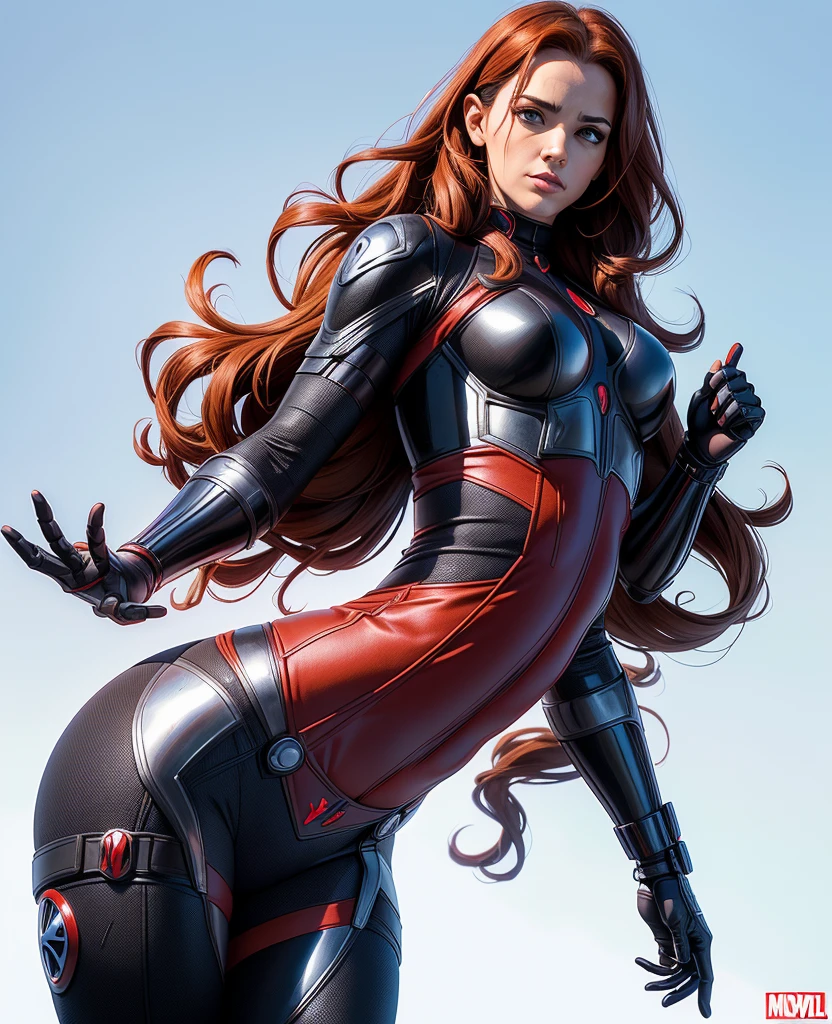 1girl, corpo inteiro:1.1, Natasha Romanoff Black Widow style (Do Universo Marvel)fantasia, medium breasts, on an alien planet, (master part, best quality, textura detalhada da pele, textura de pano detalhada, rosto bonito e detalhado, detalhes intrincados, Ultra Detalhado),  cabelos curtos e ondulados ruivos, corpo inteiro, sorrir, randome pose, ((Looking back)), de cima, Canto superior, (best quality, A high resolution, fotorrealista, primitivo, 8k,master part, ),best quality, masterpiec8K.HDR. Costelas altas:1.2, filmgrain, Desfoque Bokeh:1.2, Reflexo da lente, (cores vivas:1.2), (delicado),