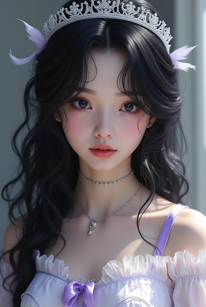 (Best Quality, 8k, 32k, Masterpiece, UHD:1.3), (Photo of Attractive Korean Woman), 1 Girl, (super huge Boobs:1.2), (long wavy ash purple hair), Abs, Perfect Body, Ultra Detailed Face, Detailed Lips, Lust Eyes, double eyelids, sleeping , (seductive), ((aroused:1.5)), ((areolae slip)), Full body, black sheer lingerie, elf, black sheer underwear, lace nightdress, long wave ash purple hair, japanese goddess, lying on her back, gorgeous maid, beautiful asian girl, korean girl, japanese model, japanese, asian girl, sexy girl, asian, sakimichan, korean woman, seductive, lovely woman, captivating and enticing, (RAW photo: 1.2), top quality, beautiful detailed girl, from below, bob, highly detailed eyes and face, beautiful detailed eyes, huge file size, high resolution, 8k wallpaper, fine detail, highly detailed ticker uniform 8k wallpaper, light on face, movie lighting, 18 year old girl, sexy pose, (photorealism: 1.4), illustration, Super detail, masterpiece, shy look, shy, lewd,very big tits,very huge boobs, (super huge Boobs:1.3), double breasts, seductive, wet skin, necklace, earings, sexy, bare shoulders, bare waist, bare thighs, bare breast, flowers on hair