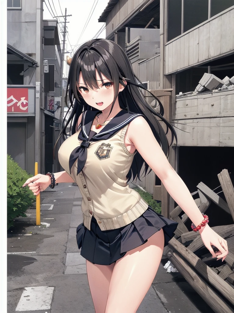     mature woman is open in millimeters  ,   お寺のBig Breasts, Student Uniform,  sailor suit, high school girl,    Cardigans   ,   cosplay, Big Breasts,        open your chest wide        , ,(     miniskirt length  :1.3),  (ベージュの Cardigans を羽織る  ),  sleeveless high neck top for viewers who place their hands behind the ground , No pants,(    sweated , shiny skin:1.1), (Ruins:1.2),      outdoor     ,sunlight, Spotlight effect,Dark Skies,Strong winds,(    High image quality,      high quality:1.1),      complicated details ,         Movie Lighting    ,      1 girl,(,  Because she's embarrassed ),(     necklace     ,      Bracelets),(Remoteプレイ:1.2), (Remote_vibration:1.2), (( hand:1.3))、   Dynamic pose of a ladle holding a ladle  ,