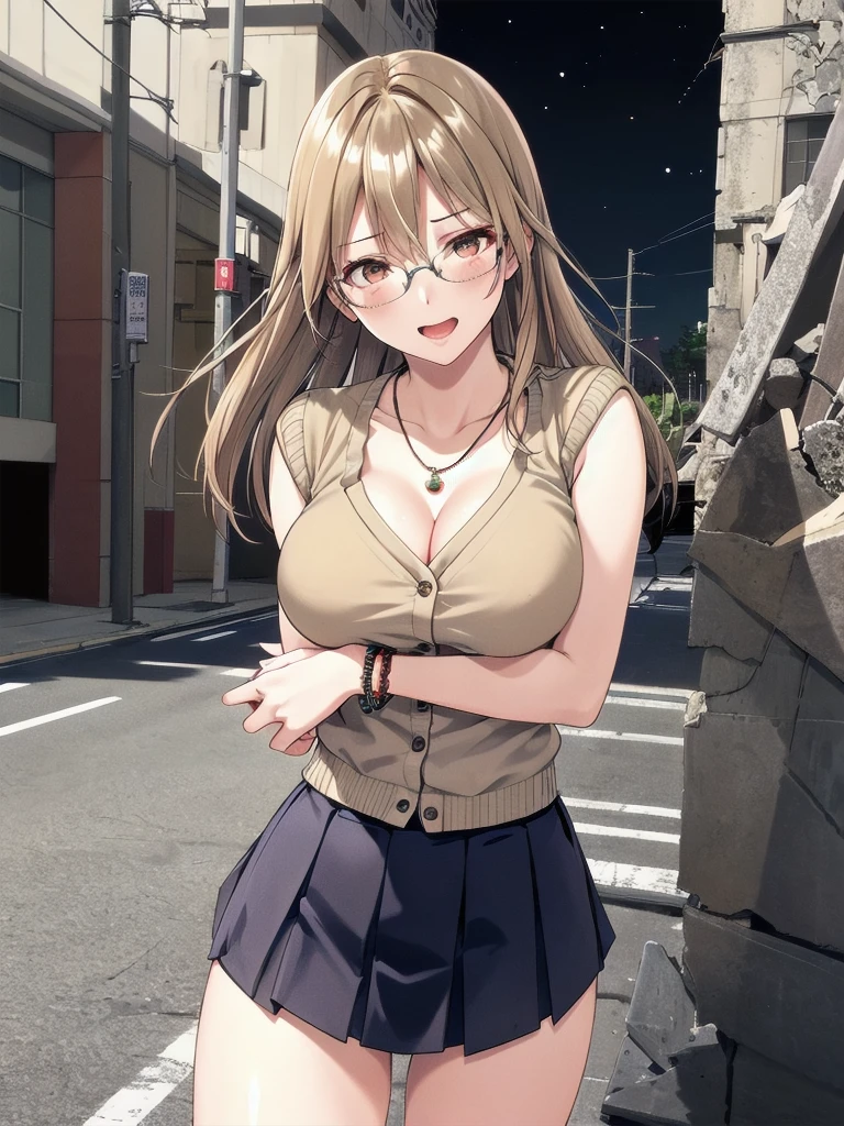     mature woman is open in millimeters  ,   お寺のBig Breasts, Student Uniform,  sailor suit, high school girl,    Cardigans   ,   cosplay, Big Breasts,        open your chest wide        , ,(     miniskirt length  :1.3),  (グレーの   フロントクロージャー付き Cardigans   ),  sleeveless high neck top for viewers who place their hands behind the ground , No pants,(    sweated , shiny skin:1.1), (Ruins:1.2),      outdoor     ,sunlight, Spotlight effect,Dark Skies,Strong winds,(    High image quality,      high quality:1.1),      complicated details ,         Movie Lighting    ,      1 girl,(,  Because she's embarrassed ),(     necklace     ,      Bracelets),(Remoteプレイ:1.2), (Remote_vibration:1.2), (( hand:1.3))、   Dynamic pose of a ladle holding a ladle  ,Glasses