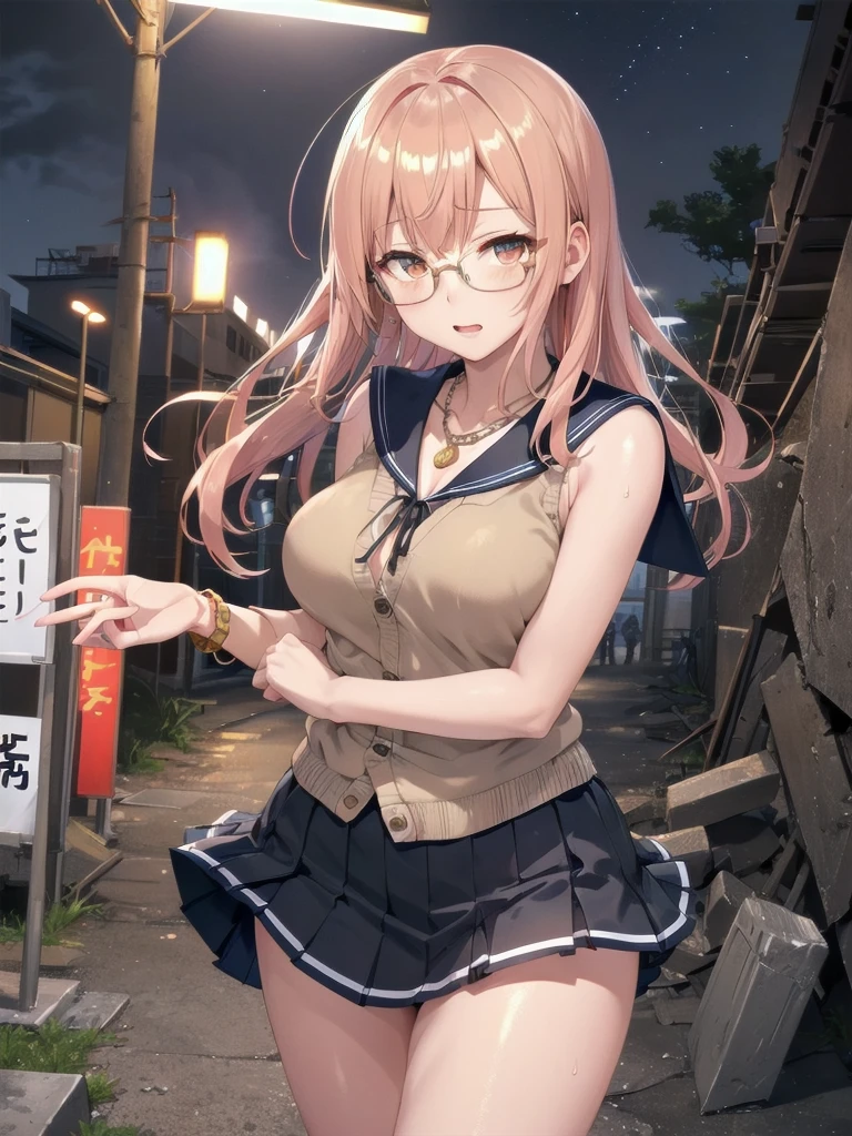     mature woman is open in millimeters  ,   お寺のBig Breasts, Student Uniform,  sailor suit, high school girl,    Cardigans   ,   cosplay, Big Breasts,        open your chest wide        , ,(     miniskirt length  :1.3),  (グレーの   フロントクロージャー付き Cardigans   ),  sleeveless high neck top for viewers who place their hands behind the ground , No pants,(    sweated , shiny skin:1.1), (Ruins:1.2),      outdoor     ,sunlight, Spotlight effect,Dark Skies,Strong winds,(    High image quality,      high quality:1.1),      complicated details ,         Movie Lighting    ,      1 girl,(,  Because she's embarrassed ),(     necklace     ,      Bracelets),(Remoteプレイ:1.2), (Remote_vibration:1.2), (( hand:1.3))、   Dynamic pose of a ladle holding a ladle  ,Glasses