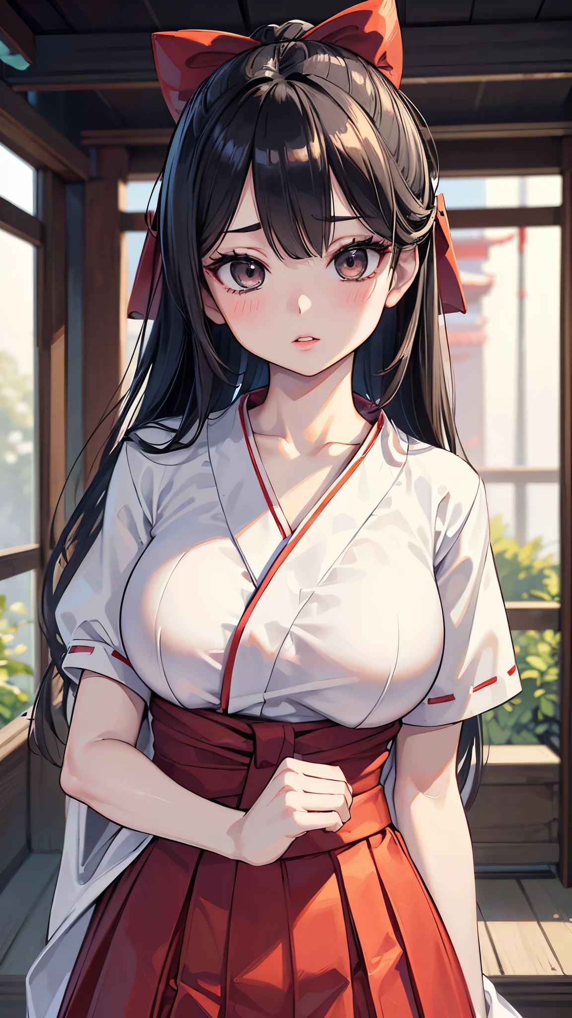 (masterpiece、top-quality、hight resolution、Unity 8k、extremely details CG:1,Best Picture), Woman who has found her prey. She has a seductive look on her face. Set the scene in a quiet, dimly lit room to create an atmosphere of seduction. Everyday clothing, Sink eyes,hairband, red ribbon