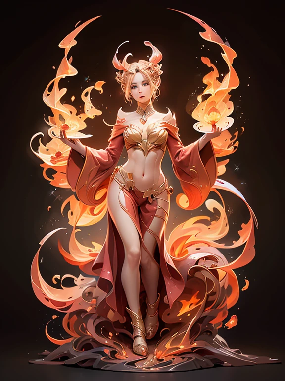 Phoenix-themed accessories、Front view、Character portrait、Full body view