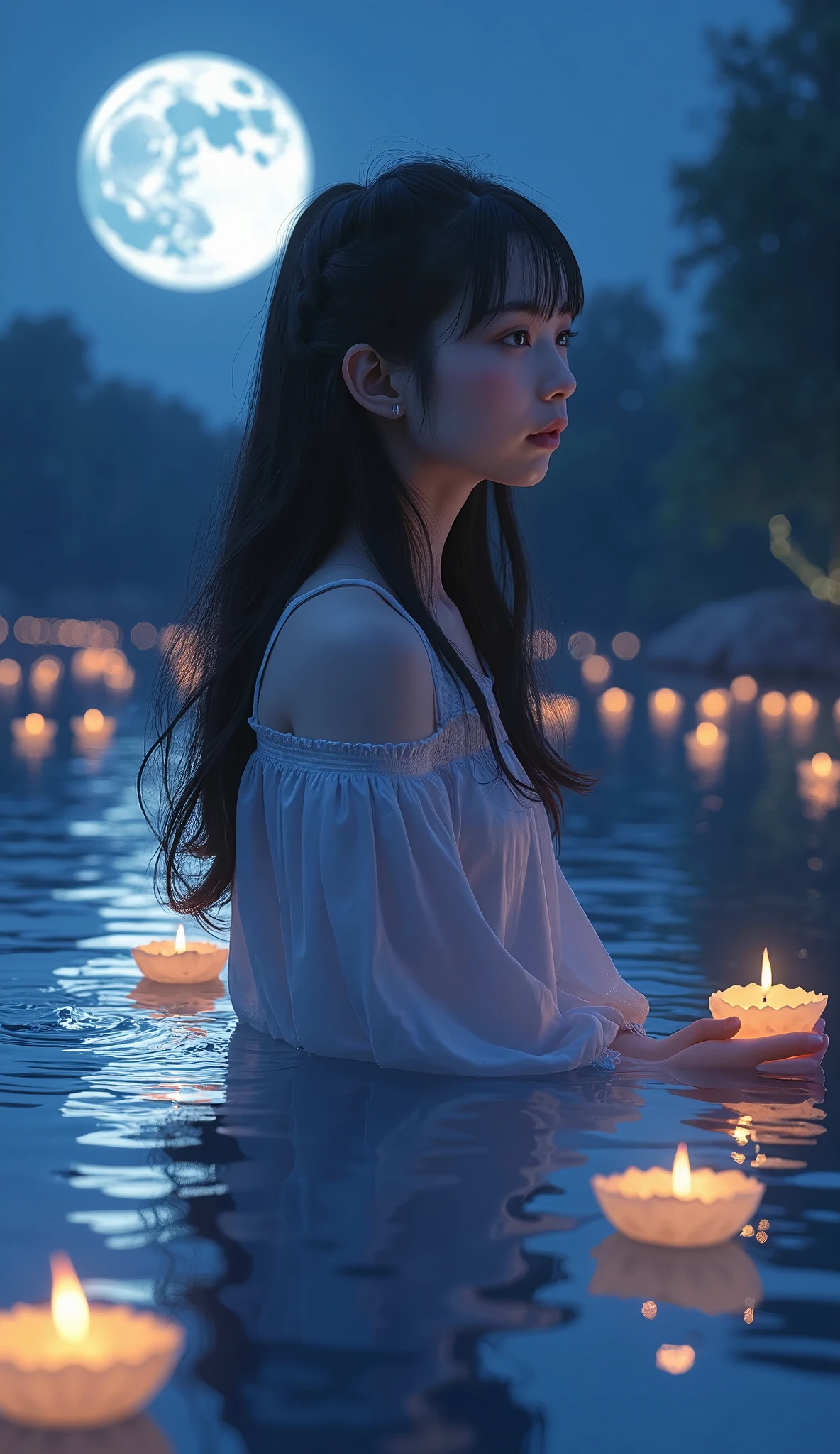 Sleeping girl，realisticlying，Gradient hair。Bare buttocks，headband，the night，Long legs,Water background,(((Masterpiece))),(((Best quality))),((Ultra-detailed))((Extremely detailed CG)),((16K_the wallpaper))((An extremely delicate and beautiful)),{Photorealistic},full bodyesbian, Detailed light,full bloom,,,A masterpiece from the Canon EOS R6 shooting,((tmasterpiece)) ,Movie Lighting,solo,Unreal Engine 5,Mature female,the creamy smooth skin