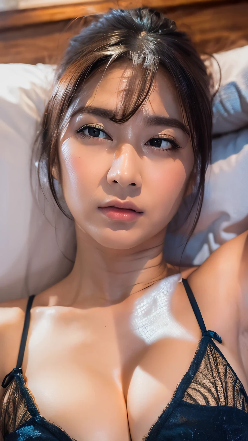 Close up portrait of woman lying on bed in swimsuit bra, Japan model, young sensual gravure idol, young cute gravure idol, realistic young gravure idol, realistic sensual gravure idol, young gravure idol, sophisticated gravure idol, Yoshitomo Nara, young skinny gravure idol, beautiful asian girl,