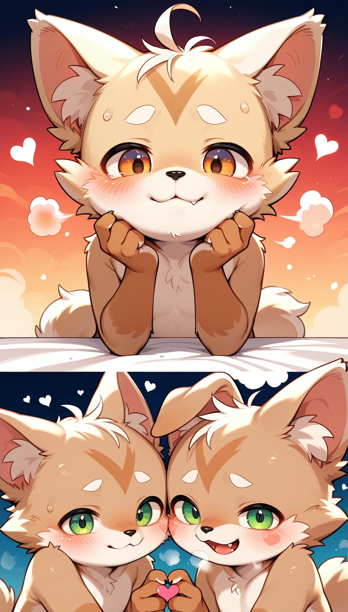Best quality, 4K, Kemoshota, dynamic angle, kindergarten boy, mascot boy, short height boy, whit cream brown fur, best quality, highres, ultra-detailed, a realistic prompt, furry kemono boy, naked, close-up face, small phimosis, foreskin, erotic atmosphere, horrible looks, night time, seductive close-up fellatio, looking up, drooling, cum inside mouth, cum flow out from nose, deep throat,