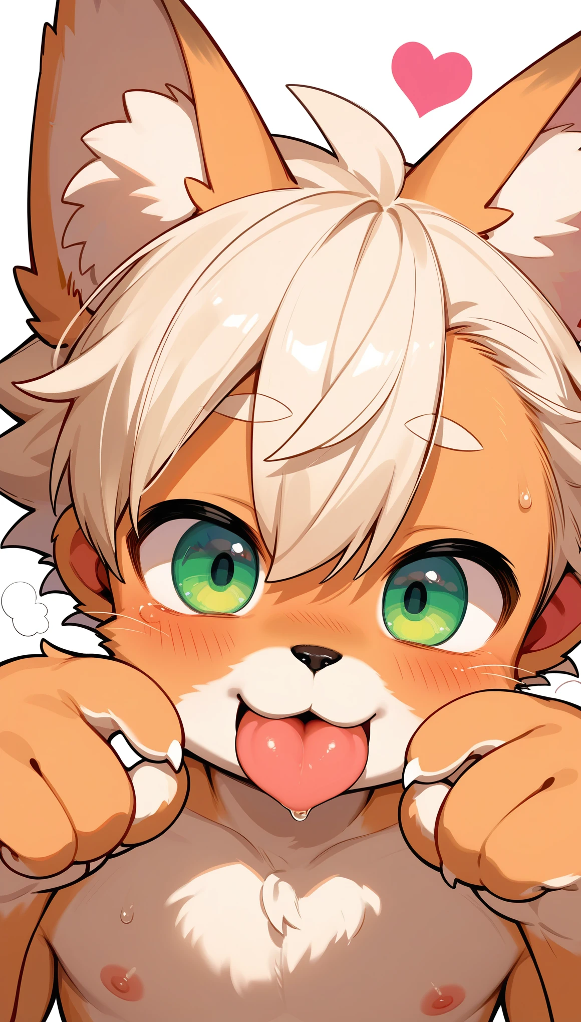 kemoshota, best quality,best resolution,(fluffy anthro furry :1.6),(young :1.6), naked, dog shota, dachshund, black and brown fur, heavy breath, plenty drool, dynamic angle, 6  boy,Masterpiece,cub,best resolution, white hair boy, ears, tail, pubic fur, sweating, full face blush, smile, shy pose,panoramic view,heavy breath,very hot, front view, face to face, kindergas, naked, closed eyes, singing