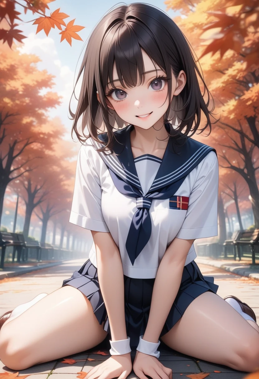 1人の女性、3d anime、kawaii、18year old、Bob Hair、Country life、Summer sky、Rural atmosphere、Random Poses、Random attire、Being in the classroom、Wearing a Japan uniform、Laughing、thighs thighs thighs thighs、Sexy legs