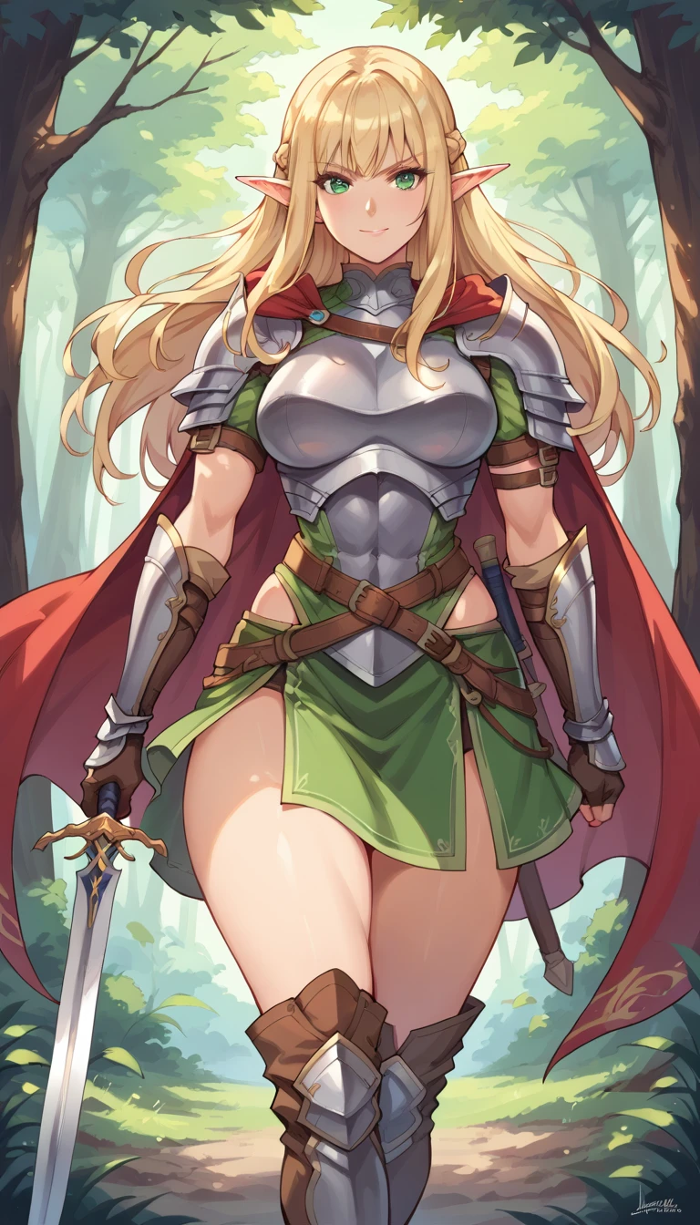 masterpiece, ultra-detailed, best quality,1girl, 18yo, beautiful girl,BREAK,(Green armor:1.6),Valkyrie,Slash with a sword,
