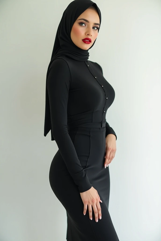 (double exposure), (full body photo), A gorgeous matured teacher stand behind door,((35 year old)), ((malay women)), slightly curvy fit body shape, bigger ass, giga_busty, huge thighs, wearing ((black fitted abaya muslim long dress)), ((black hijab:1.2)), smirk on camera, indoor,arabic wooden door,islamic style,arabic calyraphy,wall,, pov, solo, single, (SFW), texture, ultra high res, RAW, instagram LUT, masterpiece, best quality, ultra-detailed, ultra high resolution, RAW, 4k, (looking at viewer), extremely detailed eyes and face, (beautiful detailed nose), (beautiful detailed thigh), (beautiful detailed eyes), perfect body proportion, (looking at the camera),smirk, red lips, (she wear square glasses)
