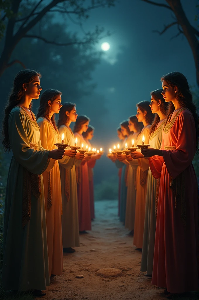 ten young brides who took their oil lamps and went out to meet the groom.