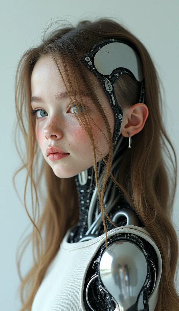 high fashion portrait,minimalist sci-fi no-face-creature wearing machine crown high fashion in the style of dior shot by viviane sassen,[light+space of james turrell+bauhaus],super telephoto,photo realistic,cybernetic,commercial lighting,8k,85mm lens, --auto --s2