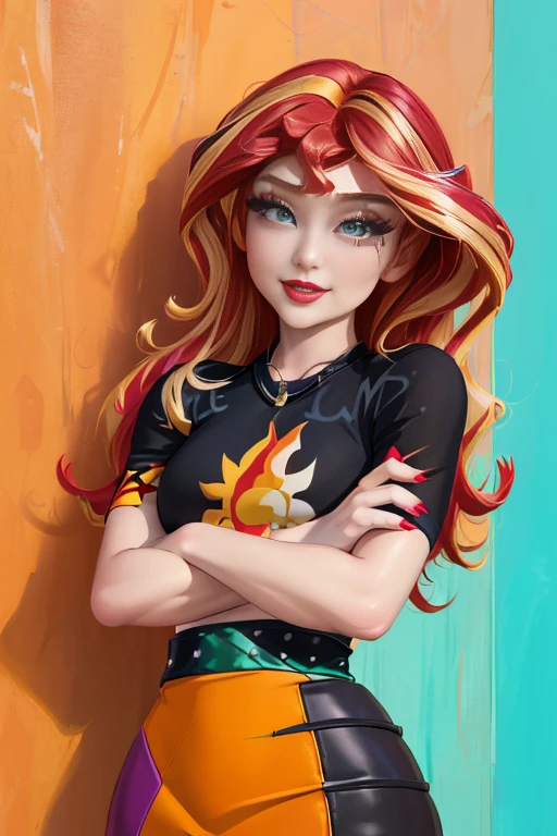 (NSFW:1.2), full-Length, Sunsethuman, Sunset Shimmer breasts exposed, Sunset Shimmer from my little pony, Sunset Shimmer in the form of a girl, big breasts, lush breasts, voluminous breasts, firm breast, detailed hands, two tones of hair, red and yellow hair, solo, one character, medium body, turquoise eyes, gentle smile, simple sunset, very beautiful fantasy art, beautiful and elegant female pony girl, red and yellow colour palate, red and yellow colour-theme, vintage t-shirt design, in the style of hand drawing, 3D vector art, fantasy art, watercolour effect, Adobe Illustrator, hand-drawn, digital painting, low-poly, soft lighting, isometric style, retro aesthetic, focused on the character, 4K resolution