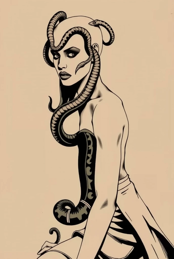 Logo silhouette of a girl with a pink snake and the name profugotattoo