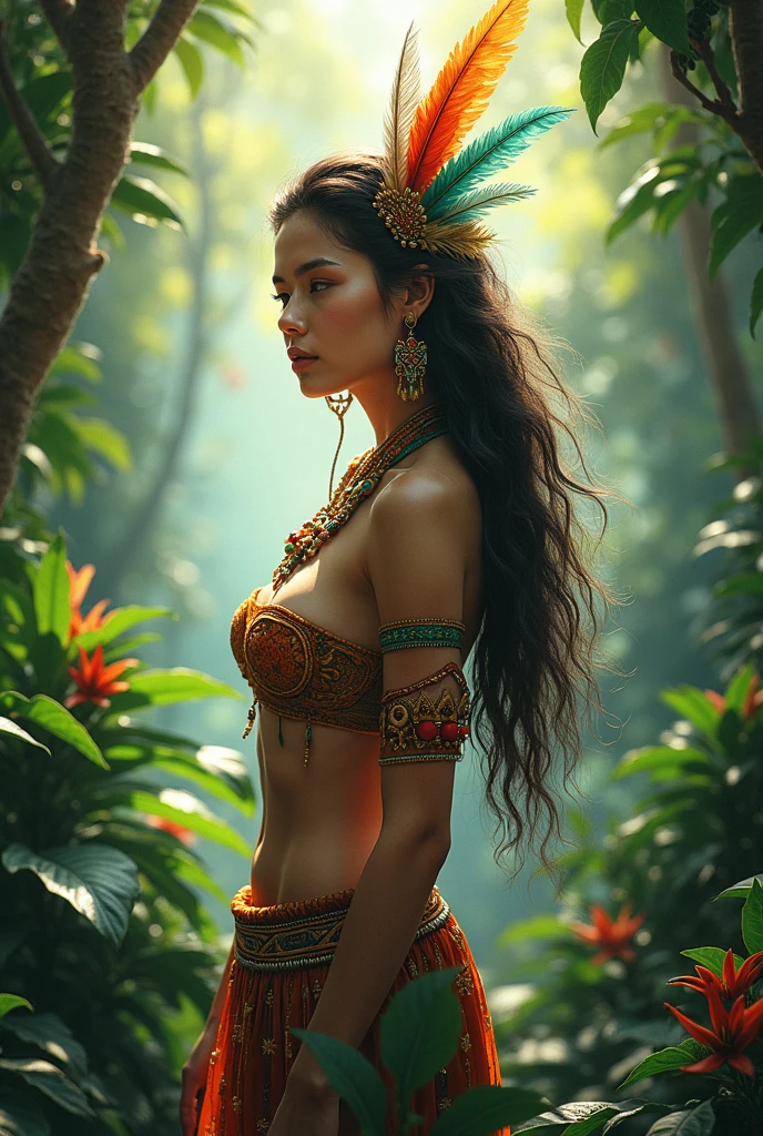 beautiful 1girl, Balinese goddess clothes, exotics, perfect body, full body shot, 2 braided braids, big breast, standing in a Bali room with Marijuana plants, big multicolored, Balinese Art Culture, (anime eyes:1.1), (soothing tones:1.25), (hdr:1.35), (artstation:1.5), (intricate details:1.14), (rutkowski:1.1), (faded:1.3), (muted colors:1.1), (illustration:1.3), (marijuana goddess:1.2), (ganja princess:1.1), (marijuana leaf crown:1.2), smoking marijuana, smoke in Bali room