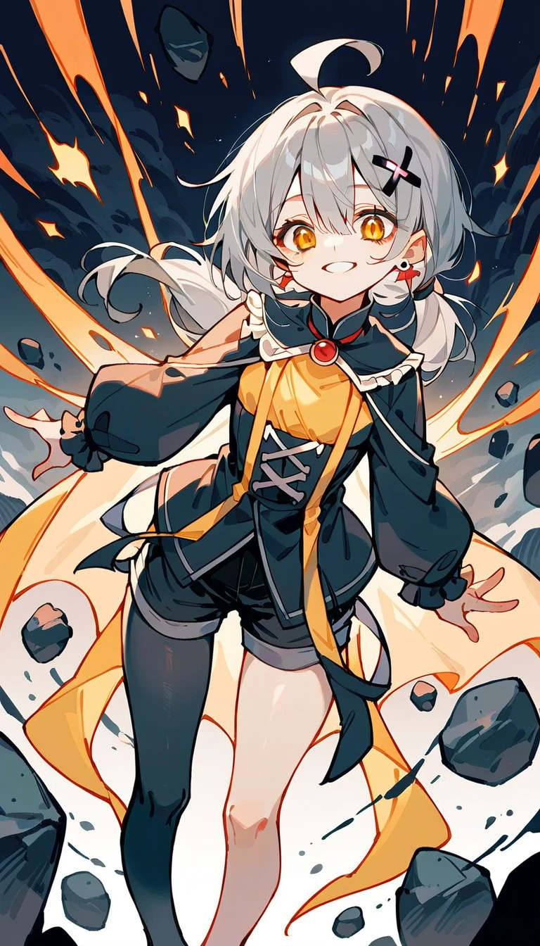 pale skin,dark风,playful,wearing leg rings,white hair,Abstinence,dark,stick out your tongue,Smile,camel toe