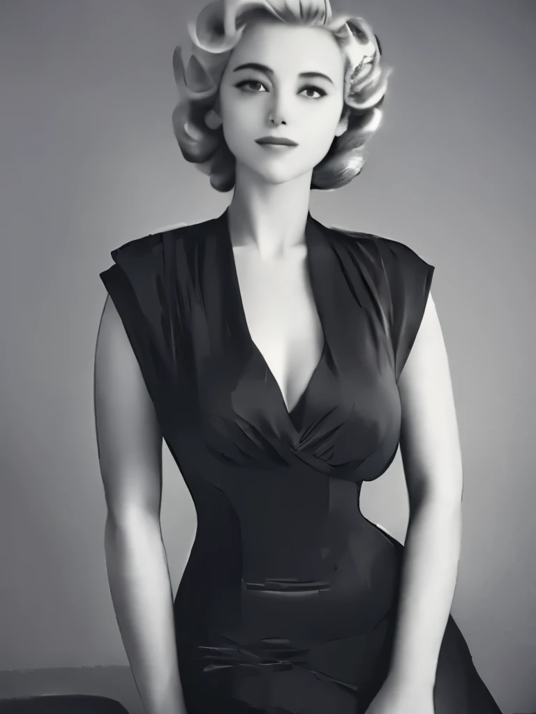 a black and white photo of a woman in a dress, by George Hurrell, 1 9 4 0 s haircut, vintage noir, old hollywood, by Stan Galli, by Yousuf Karsh, 1940s photography, 1 9 4 0 s film noir, by Dennis Ashbaugh, 1940's photography, in her early 20s