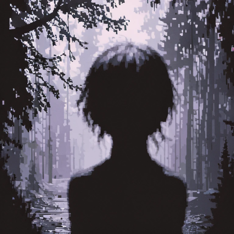  [PixElated Anime Girl, in a terrible style of manga; The state of anxious immobility, the mood of the dark riddle and subcultural anxiety], [Pixel Art, Manga Style, Horror], [Revolution of pixel art 128x128, with bright white moments; The background of the dark forest or the black -white interior of the building with the effects of driving, suggesting decay; scars on the face, blood on the body; Focus on alarming details, such as eyes and distorted mouths; Drainage images are thinly included in the background or clothes.]