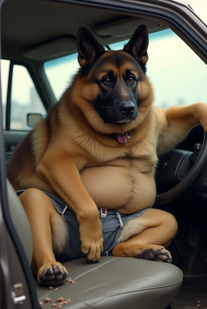 solo, anthro, golden retriever, male, muscular, sexy, shaggy fur, thick fur, canine tail, wagging tail, anatomically correct canine penis, dog collar, backsack, precum, white socks, running shoes, big sagging balls, fully erect, big butt, gripping butt, chubby, crouching down, raised butt, arched back, down on hands and knees, presenting anus, cute, tongue out, perineum, realistic fur, big eyes, brown eyes, perfect eyes, symmetrical eyes, happy eyes, inside car trunk, open SUV, morning sun, realistic, photorealistic, ultra realistic, 8k, (by Taran Fiddler), (by Anhes)